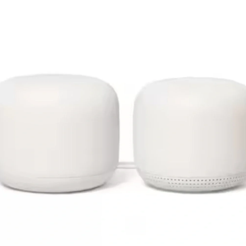Nest Wifi - Mesh Router AC2200 and 1 Point with Google Assistant - 2 Pack - Snow